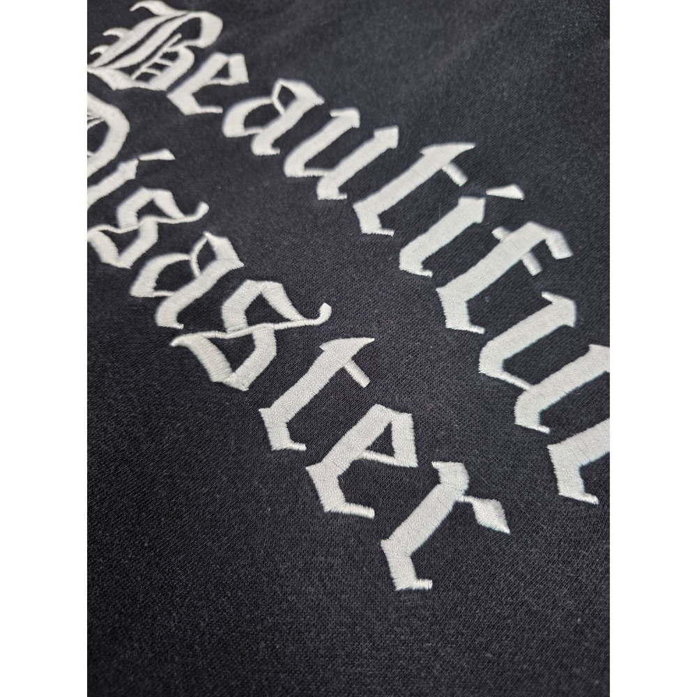 Beautiful Disaster Zip Hoodie Womens 2XL Black Gothic Logo Tape BD-Track Hoodie - Picture 12 of 13